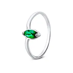Anel Prata Pedra Verde