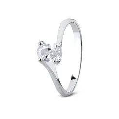 Anel Prata Zircônia Oval