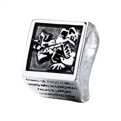 Anel Prata Masculino Quadrado São Jorge