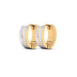 Brinco Aço Dourado Com Detalhes Prata Fosco