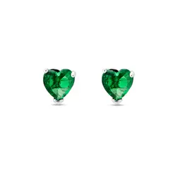 Brinco Prata Leve Amor Zircônia Verde .