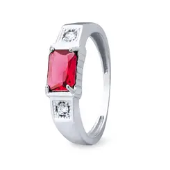 Anel Prata Masculino Pedra De Zircônia Quadrada