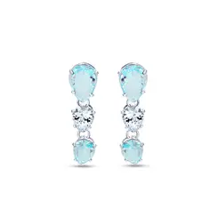 Brinco Prata Leve Precious Gotas Blue
