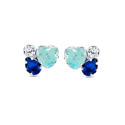 Brinco Prata Leve Precious Colors Blue