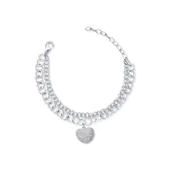 Pulseira Prata Leve Precious Coração Cravejado