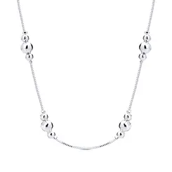 Colar Prata Leve Com Extensor Bolinhas Lisas