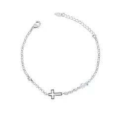 Pulseira Prata Leve Cruz De Madreperola , Fé