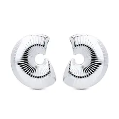 Brinco Prata Leve Espiral Liso Grande