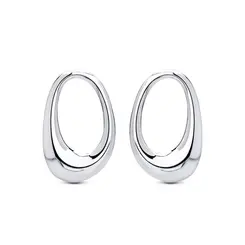 Brinco Prata Leve Oval Liso Vazado