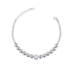 Pulseira Prata Leve Bolinhas Com Zircônias E Lisas