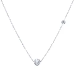 Gargantilha Prata Leve Com Extenso Bolinha Zircônias