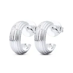 Brinco Prata Leve Argola Com Frisos