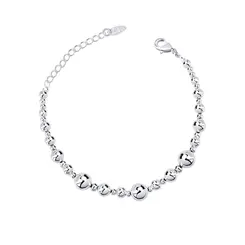 Pulseira Prata Leve Bolinhas Intercaladas Lisas