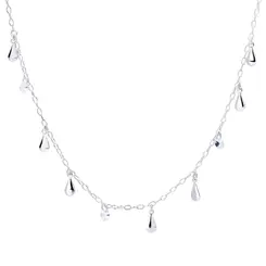 Choker Prata Leve Com Extenso Gotinhas Lisas E Zircônias