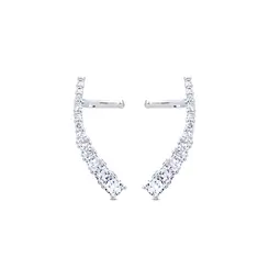 Brinco Prata Leve Ear Cuff Com Zircônias Intercaladas
