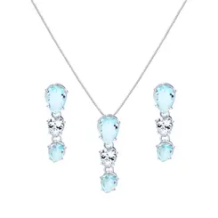 Conjunto Prata Leve Precious Gotas Blues