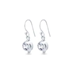Brinco Prata Gancho Pedra Natural Cristal