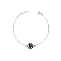 Pulseira Prata Pedra Redonda Labradorita
