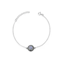 Pulseira Prata Redonda Pedra Da Lua