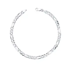Pulseira Prata Masculina Figaro 21cm 4mm