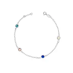 Pulseira Prata Com Bolinhas De Zircônias Coloridas