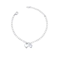 Pulseira Prata Leve Corações