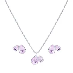 Conjunto Prata Leve Duas Gotas Rosa