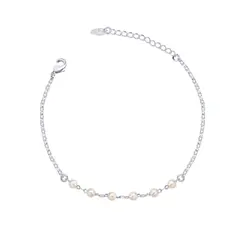 Pulseira Prata leve Com Pérolas