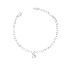 Pulseira Prata Leve Coração Com Zircônia