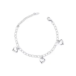 Pulseira Prata Leve Corações Lisos