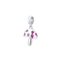 Berloque Prata Art Collection Cogumelo Zircônias Rosa