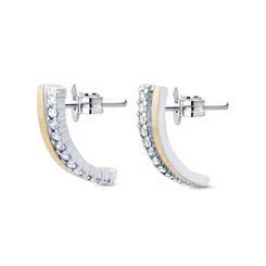 Brinco Prata Meia Argola Aplique Em Ouro 10K