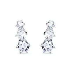 Brinco Prata Leve Ear Cuff Com Zircônias