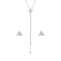 Conjunto Prata Leve Triângulo Com Zircônias