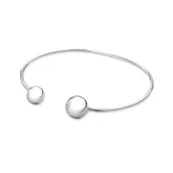 Bracelete Prata Leve Liso Com Bolas