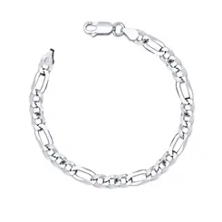 Pulseira Prata Masculina Figaro 21cm 6mm