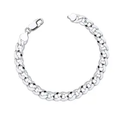Pulseira Prata Masculina Grumet 21cm 8mm