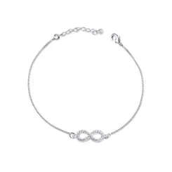 Pulseira Prata Com Infinito De Zircônias