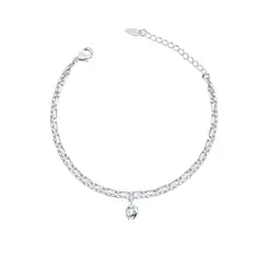 Pulseira Prata Leve Malha Dupla Com Zircônia