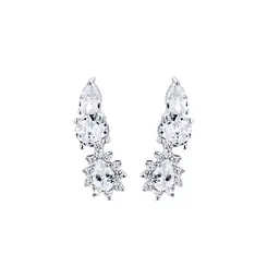 Brinco Prata Leve Ear Cuff Com Zircônias