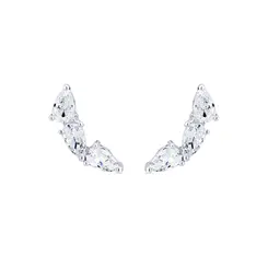 Brinco Prata Leve Ear Cuff Com Zircônias
