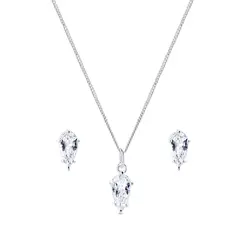 Conjunto Prata Gota em Zircônia