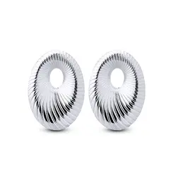 Brinco Prata Leve Oval Grande Com Traços