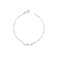 Pulseira Prata Cruz com Zircônias