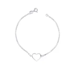 Pulseira Prata Coração Vazado