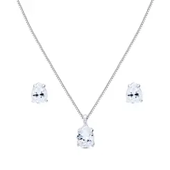 Conjunto Prata Gota com Zircônia