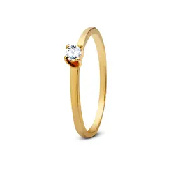 Anel Solitario Ouro 18K E Zircônia Soliste