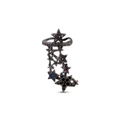 Brinco Encaixe Ródio Negro Estrelas Zircônia