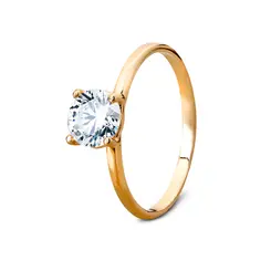 Anel Ouro 18K Solitário Zircônia G