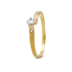 Anel Solitario Ouro 18K E Zircônia Lovely